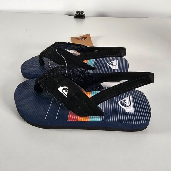 Quiksilver Kids Striped Flip Flops Blue Size 6 New - Picture 2 of 7